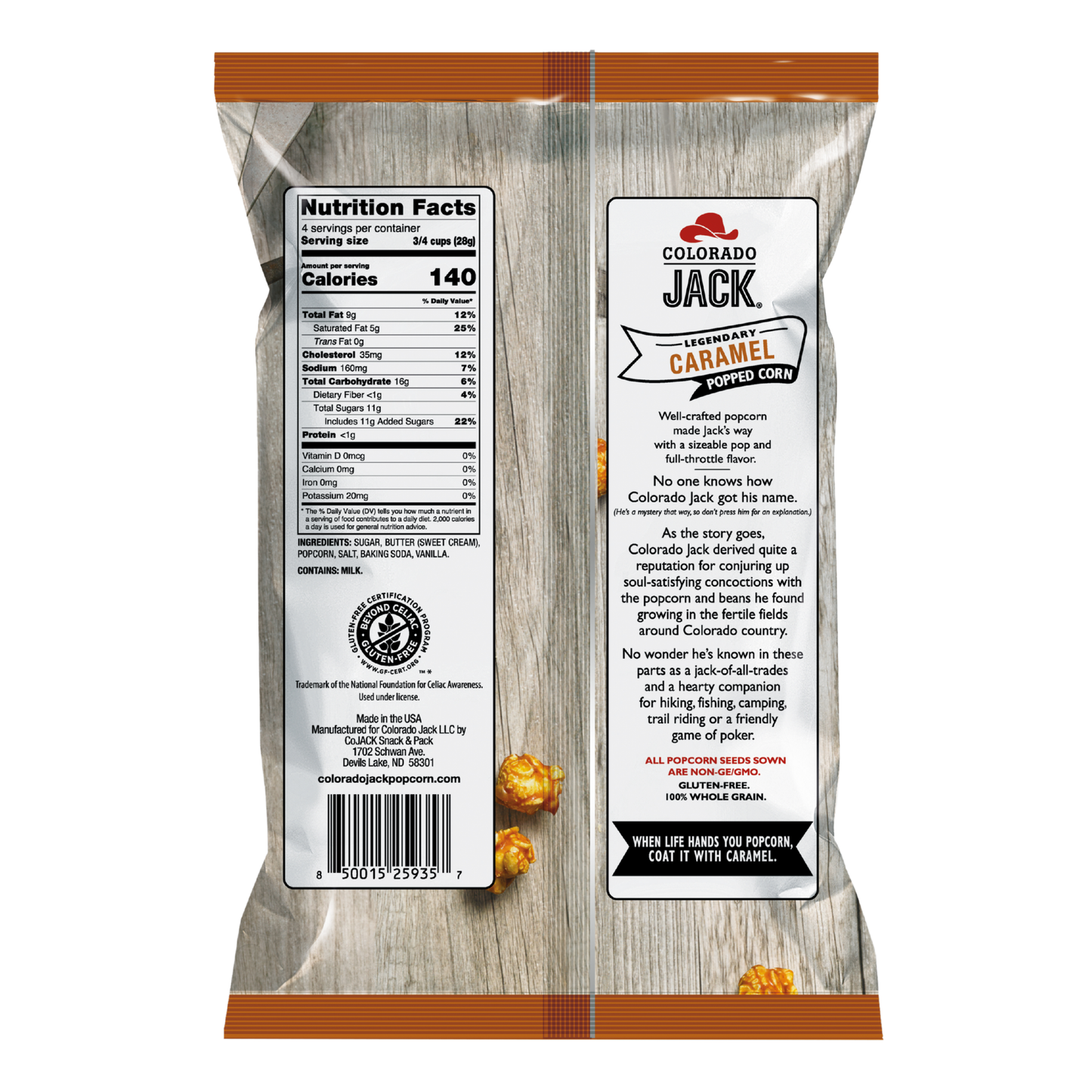 Colorado Jack Caramel Popcorn 6-Pack Mid-Sized 4oz Bags